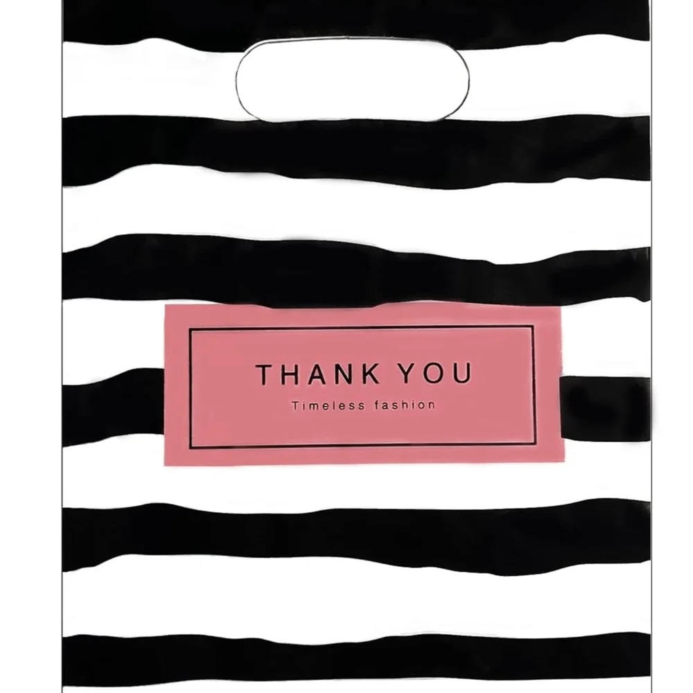 30 Small Black & White Thank You Gift Bags- 3.5